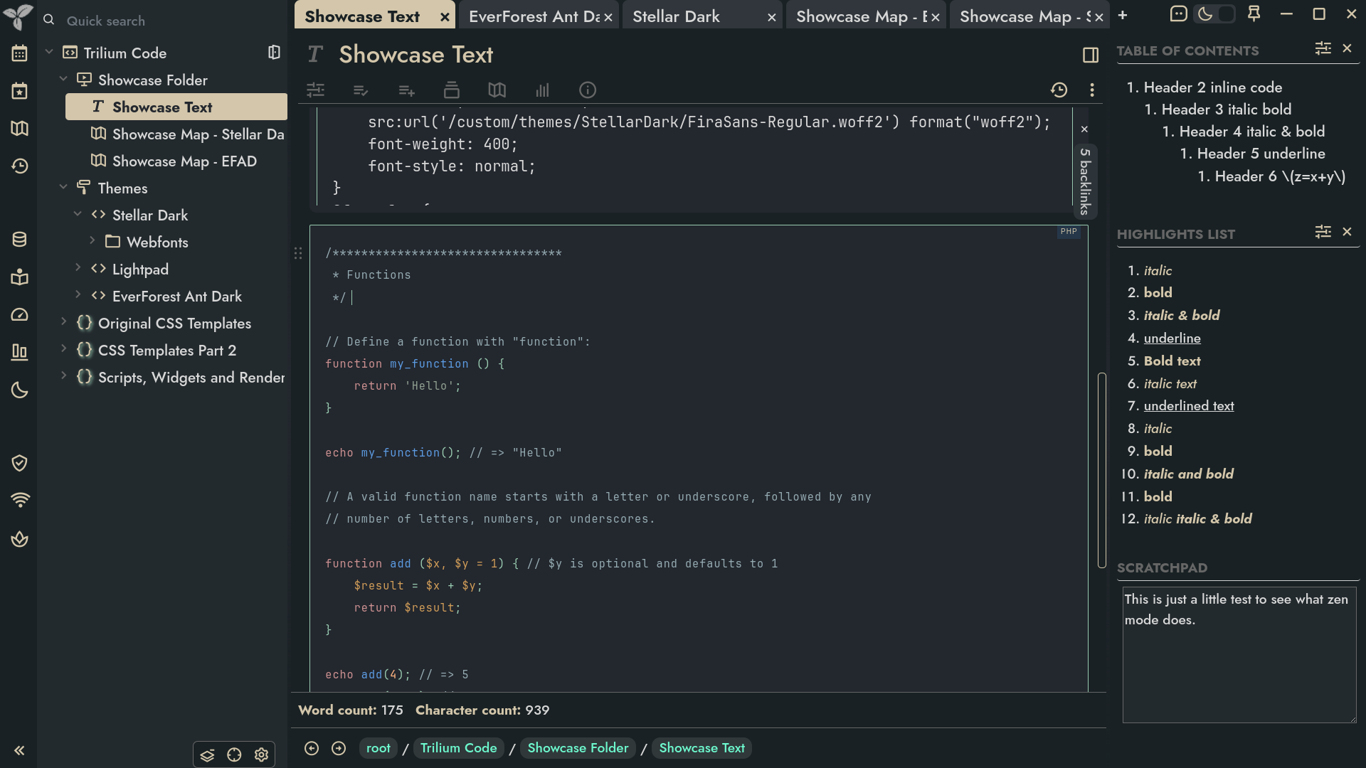 Text Note Syntax Highlight Showcase