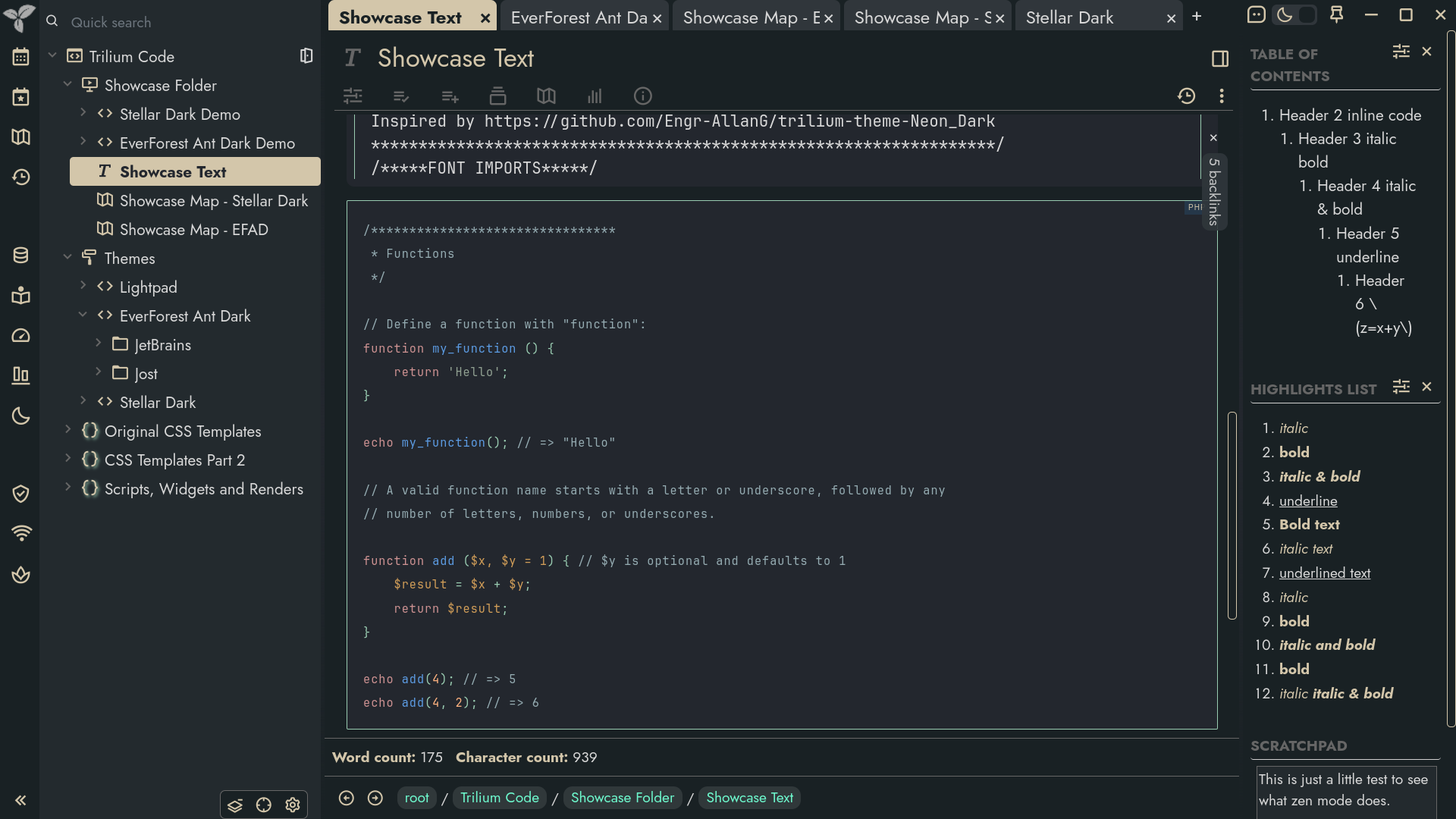 Text Note Syntax Highlight Showcase