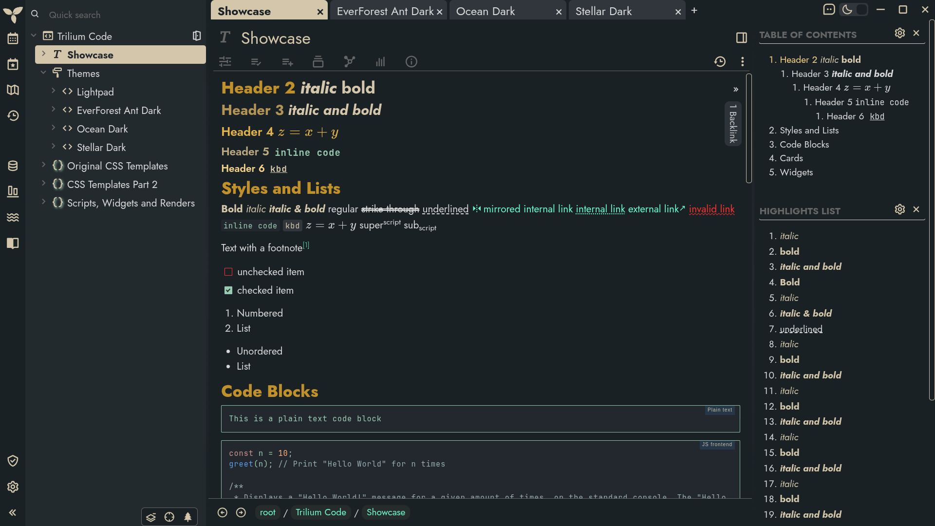 Text Showcase