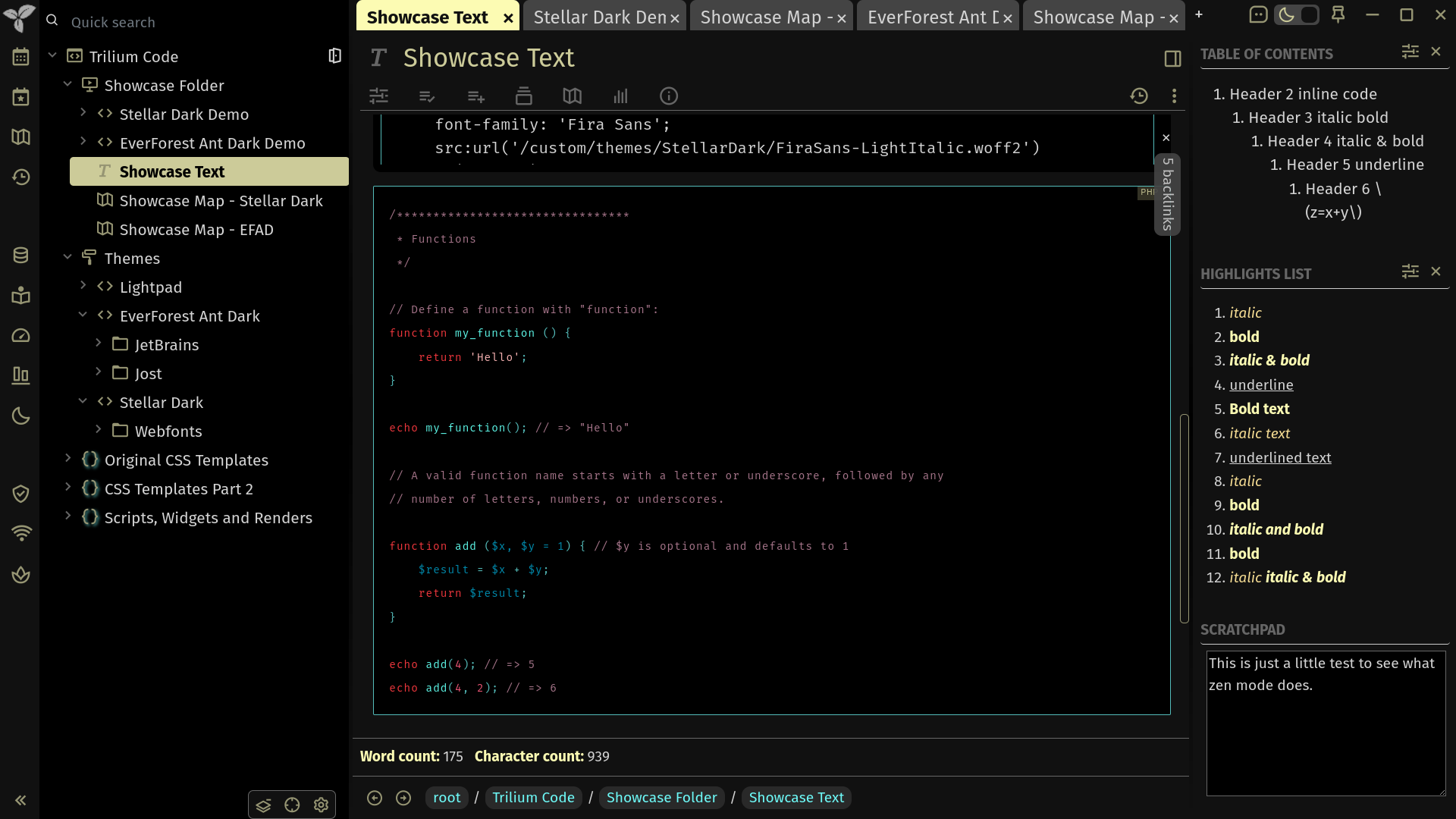 Text Note Syntax Highlight Showcase