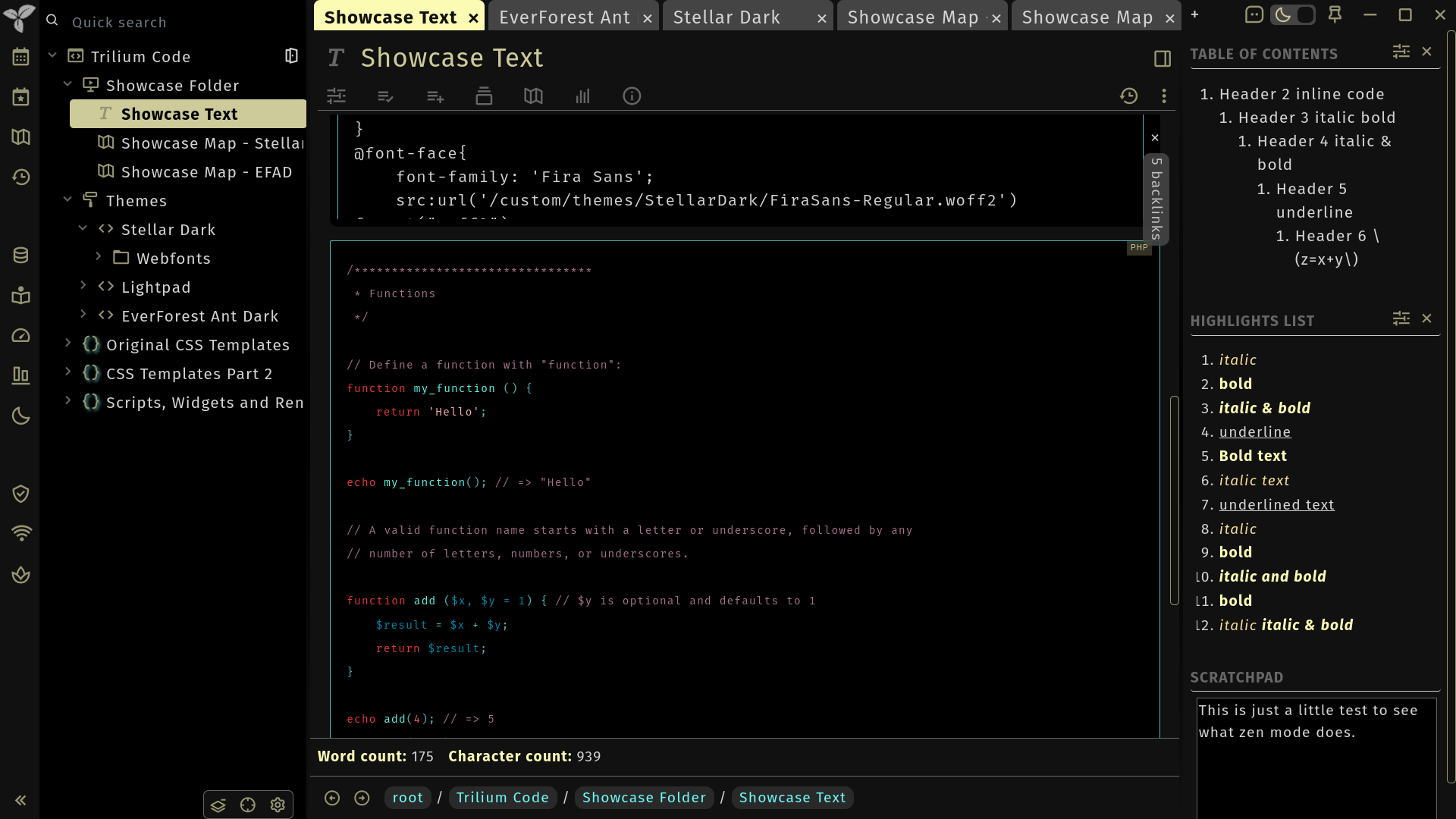 Text Note Syntax Highlight Showcase