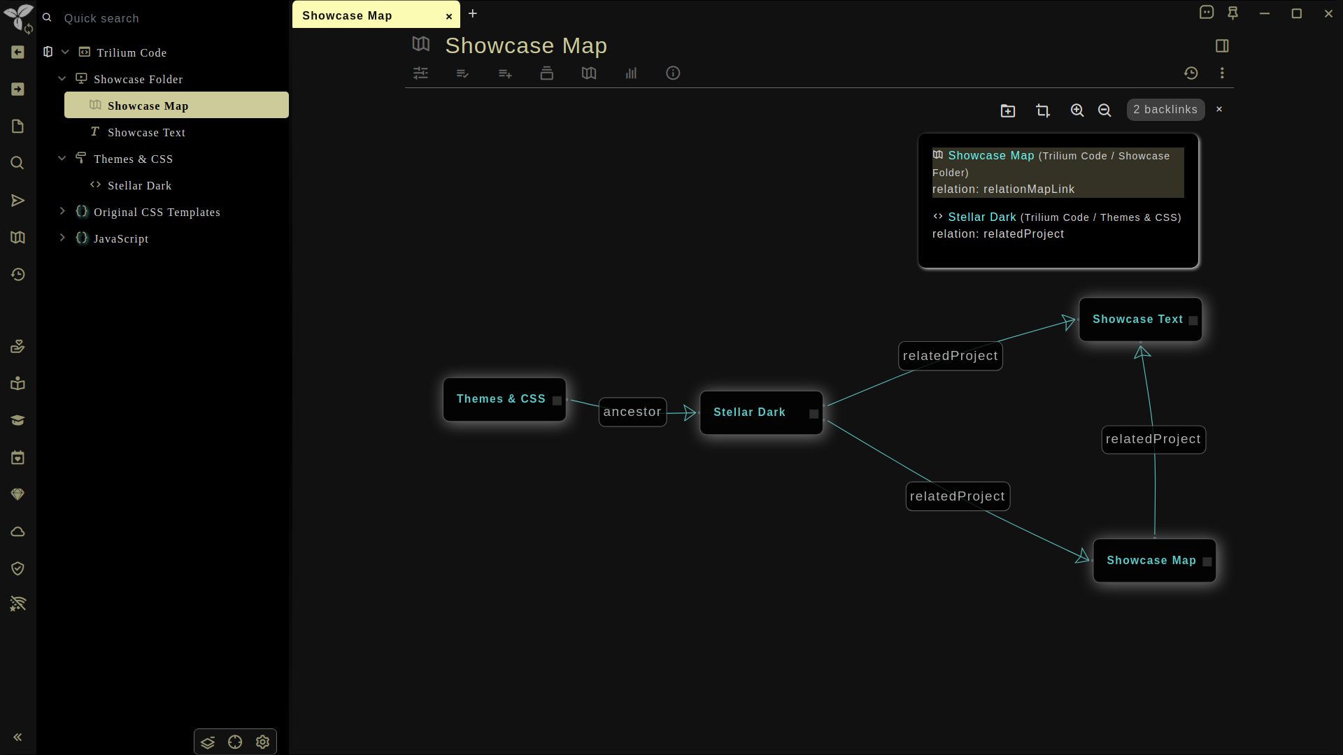 Showcase Backlinks and Map